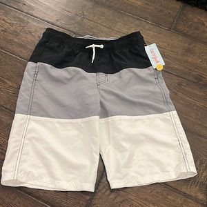 Black grey white stripe swim trunks XL 16 new target cat & jack